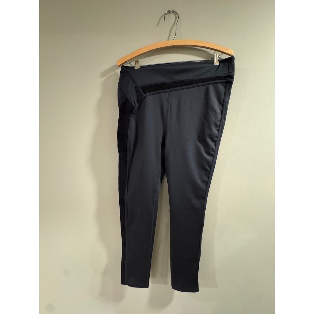 FP Movement Leggings Turn It Up Crochet Mesh Size Large Black Women
